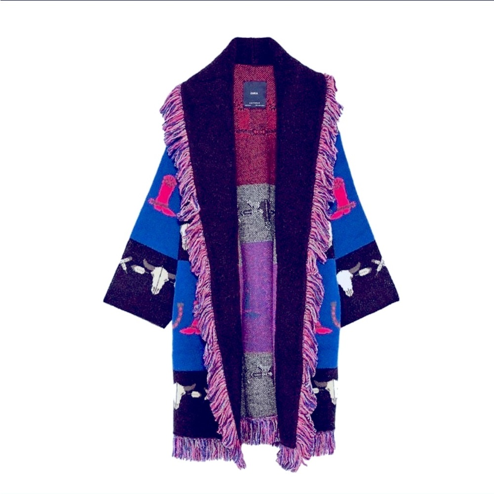 Zara western fringed cowboy cardigan